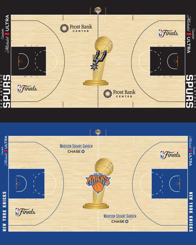 经典回归!NBA总决赛地板迎回冠军金杯图案