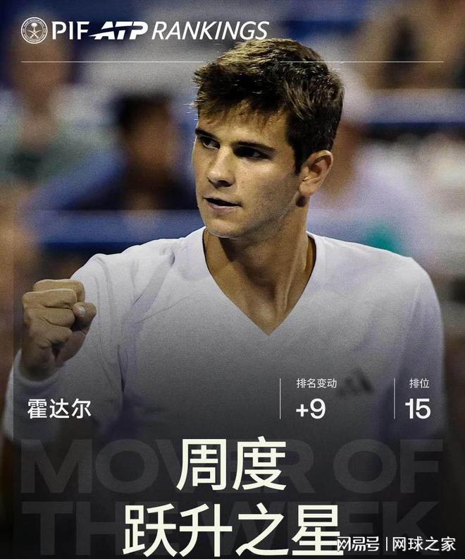 ATP一周排名观察:霍达尔逼近前十,弗里茨重回一哥!