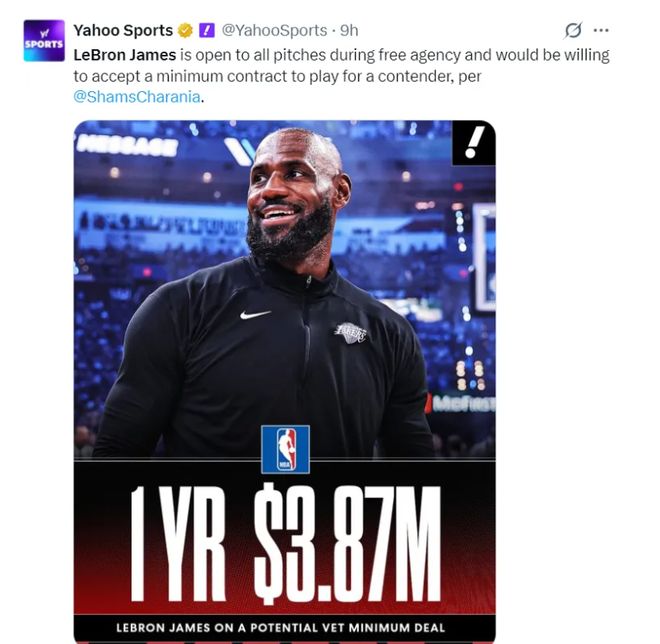 愿拿387万底薪！詹姆斯再度降低标准，对哈登和骑士意味着什么？